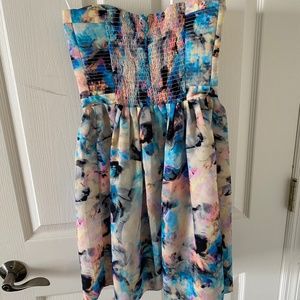 Parker strapless silk watercolor dress, size M